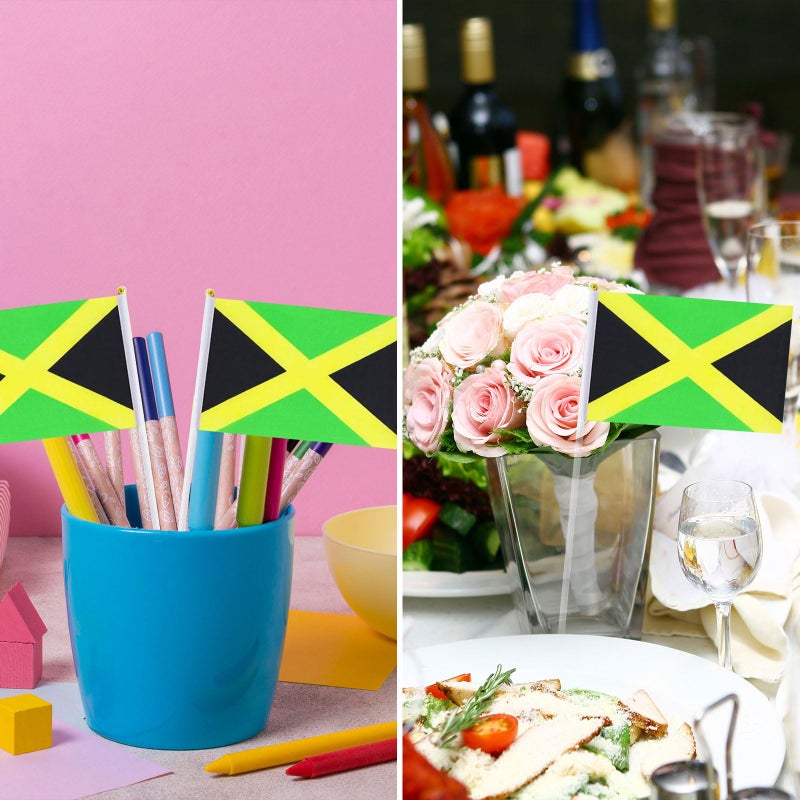 mflagperft Jamaica Flag Jamaican Flag, Small Mini Handheld Jamaica Flags on Stick, Ideal for Party Parades Sports Events Patriotic Festival Decorations - Image 5